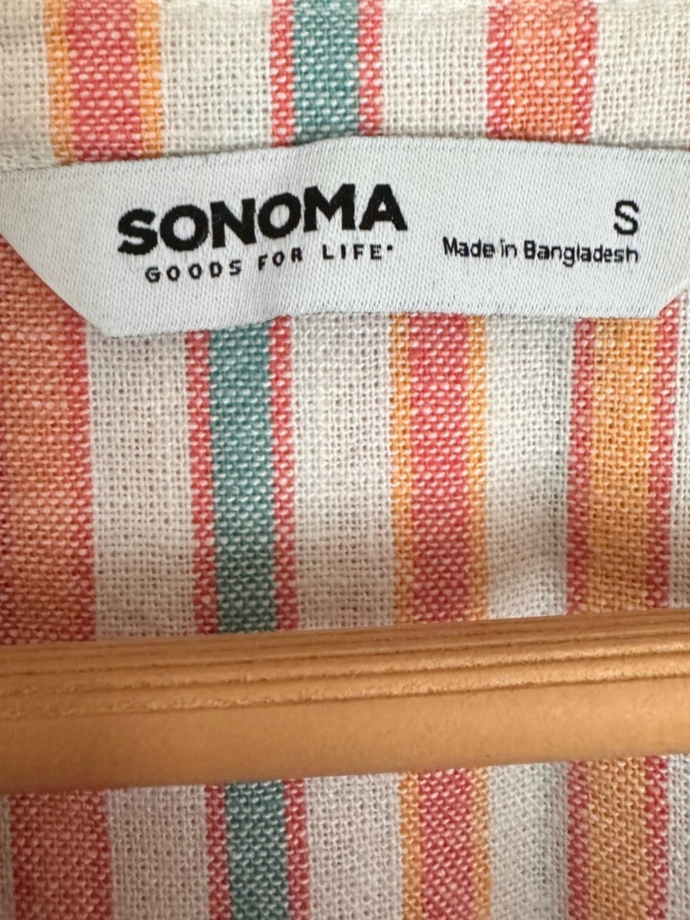 Sonoma linen Sleeveless pull on Dress in Peach, Cream and Gray Stripes Small - Picture 4 of 10